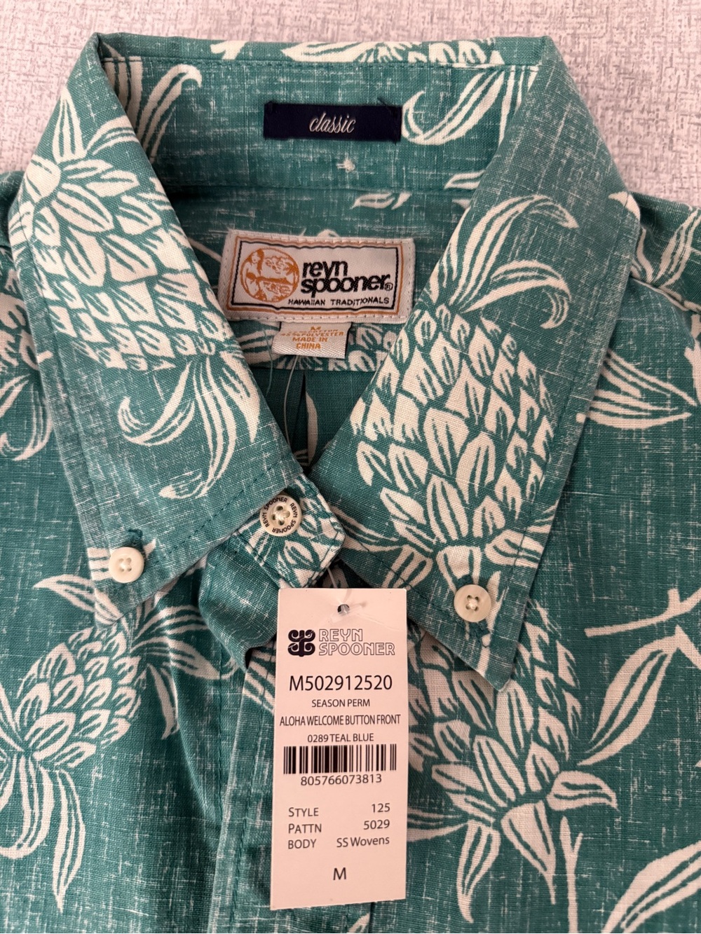 Reyn Spooner “Aloha Welcome” Teal Button down shirt